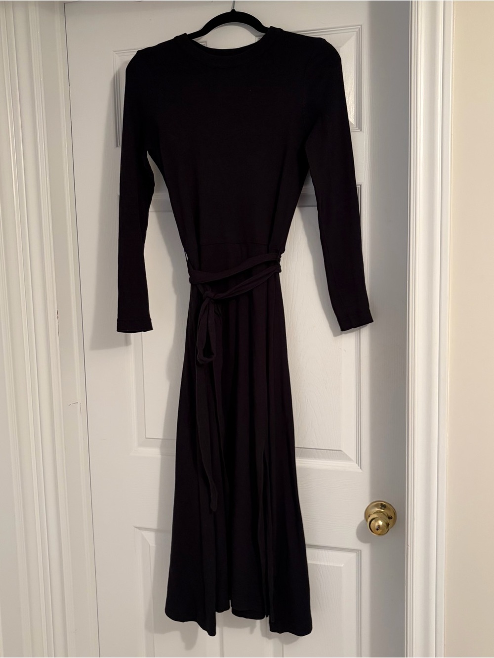 Club Monaco Black Long-Sleeve Wrap Maxi Dress